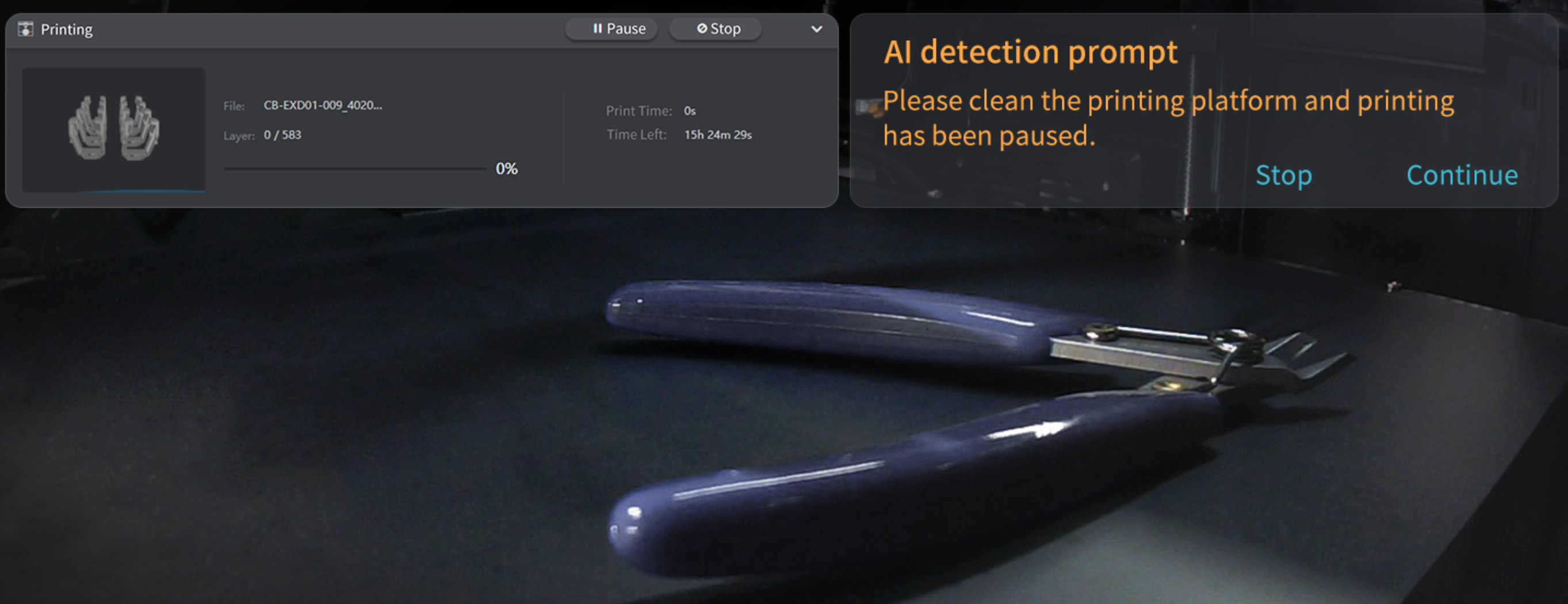 Creality K1 Max foreign objects AI detection