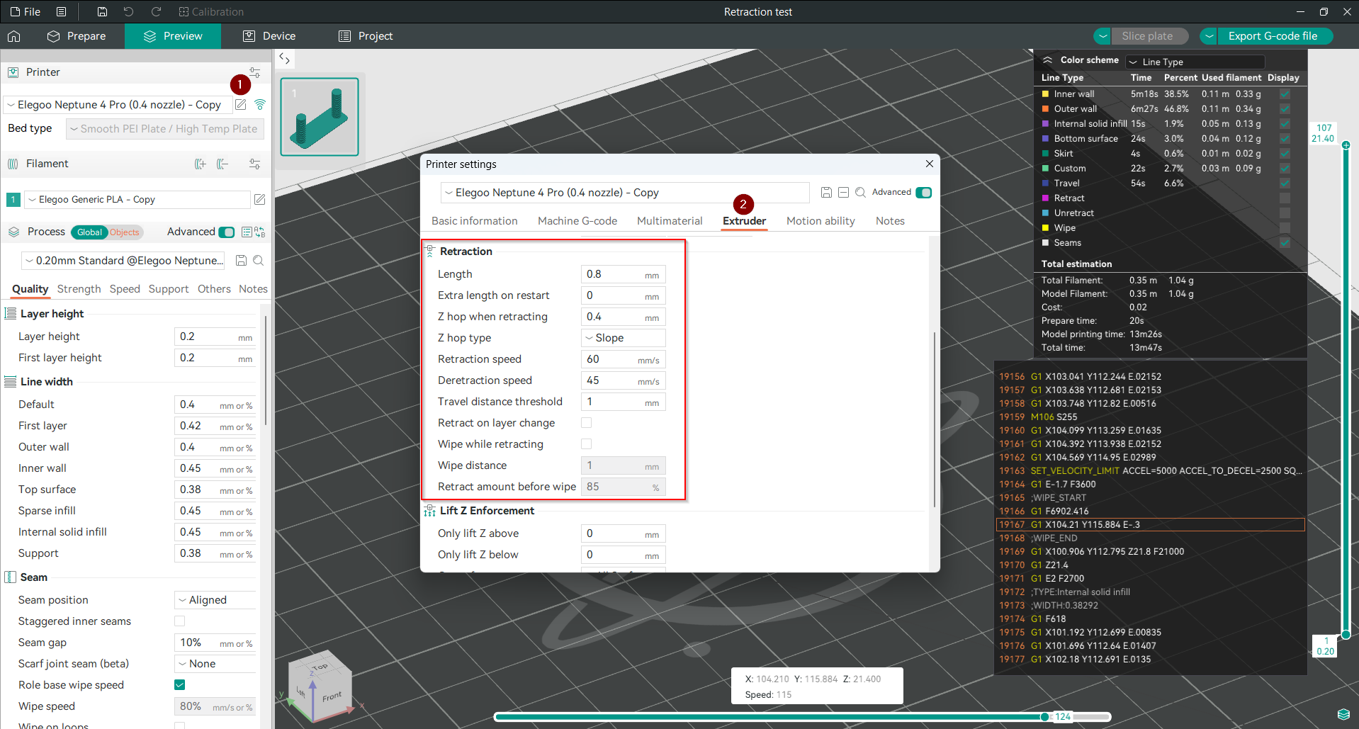 Enable Retraction Settings in Orca Slicer