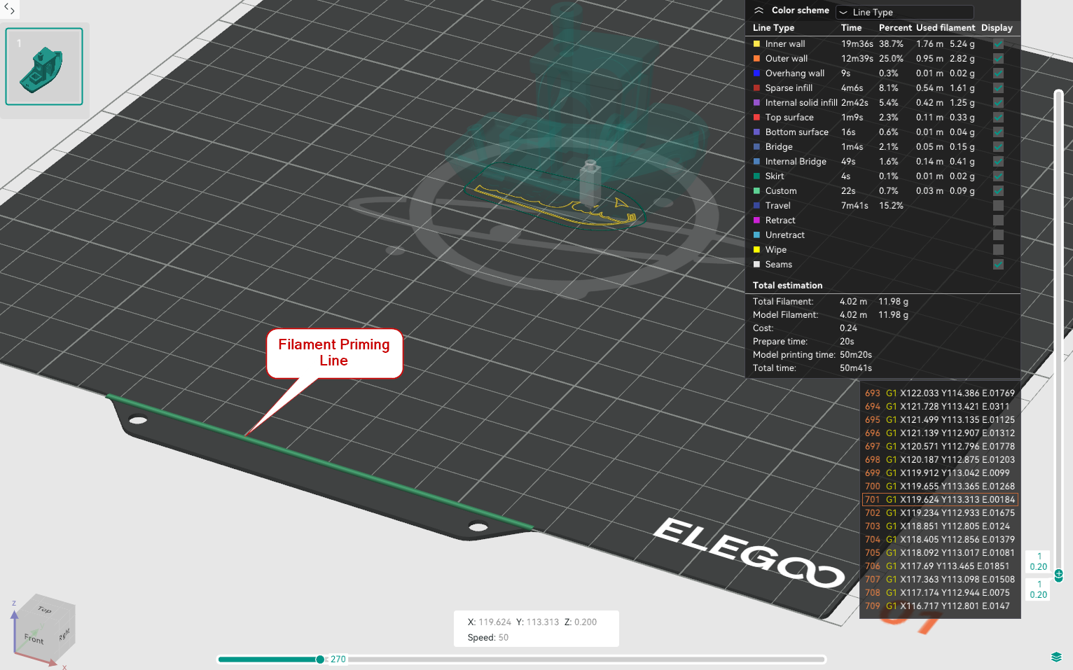 Filament priming in Orca Slicer