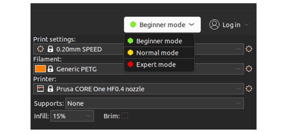 3D printer slicer modes