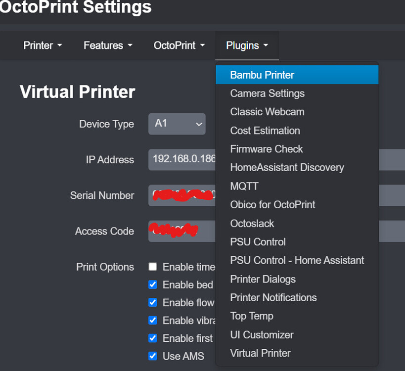 Bambu Printer Plugin Setup