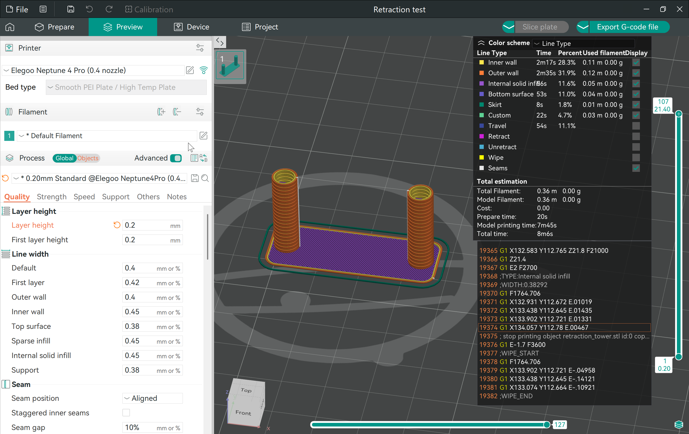 Retraction Test Orca Slicer