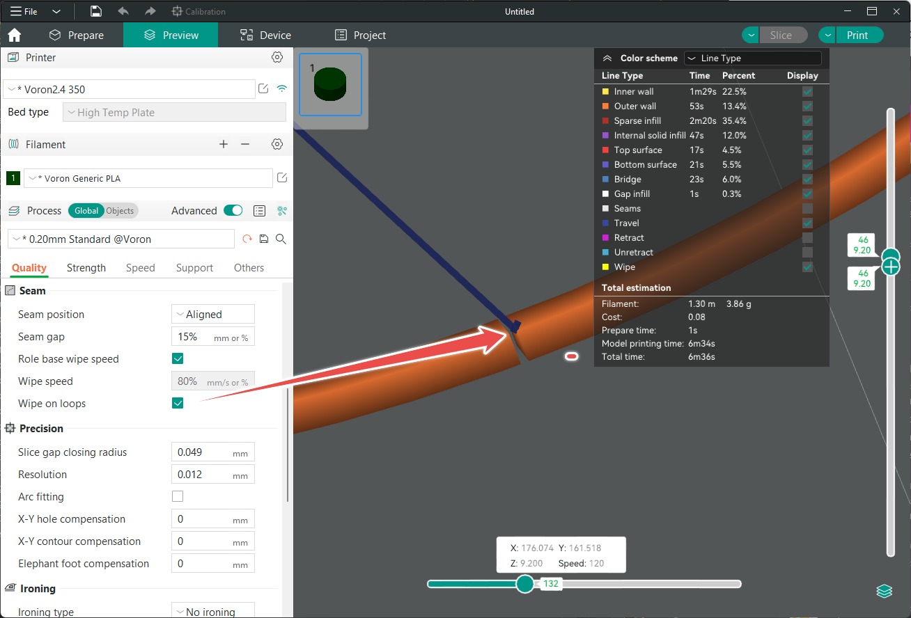 Wipe on Loops Orca Slicer