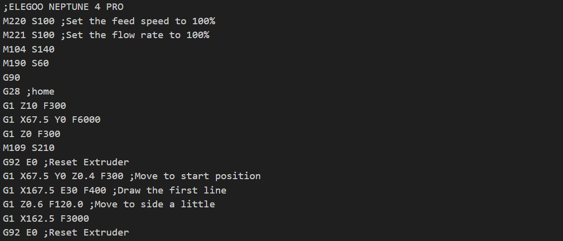 Start G-code example in OrcaSlicer