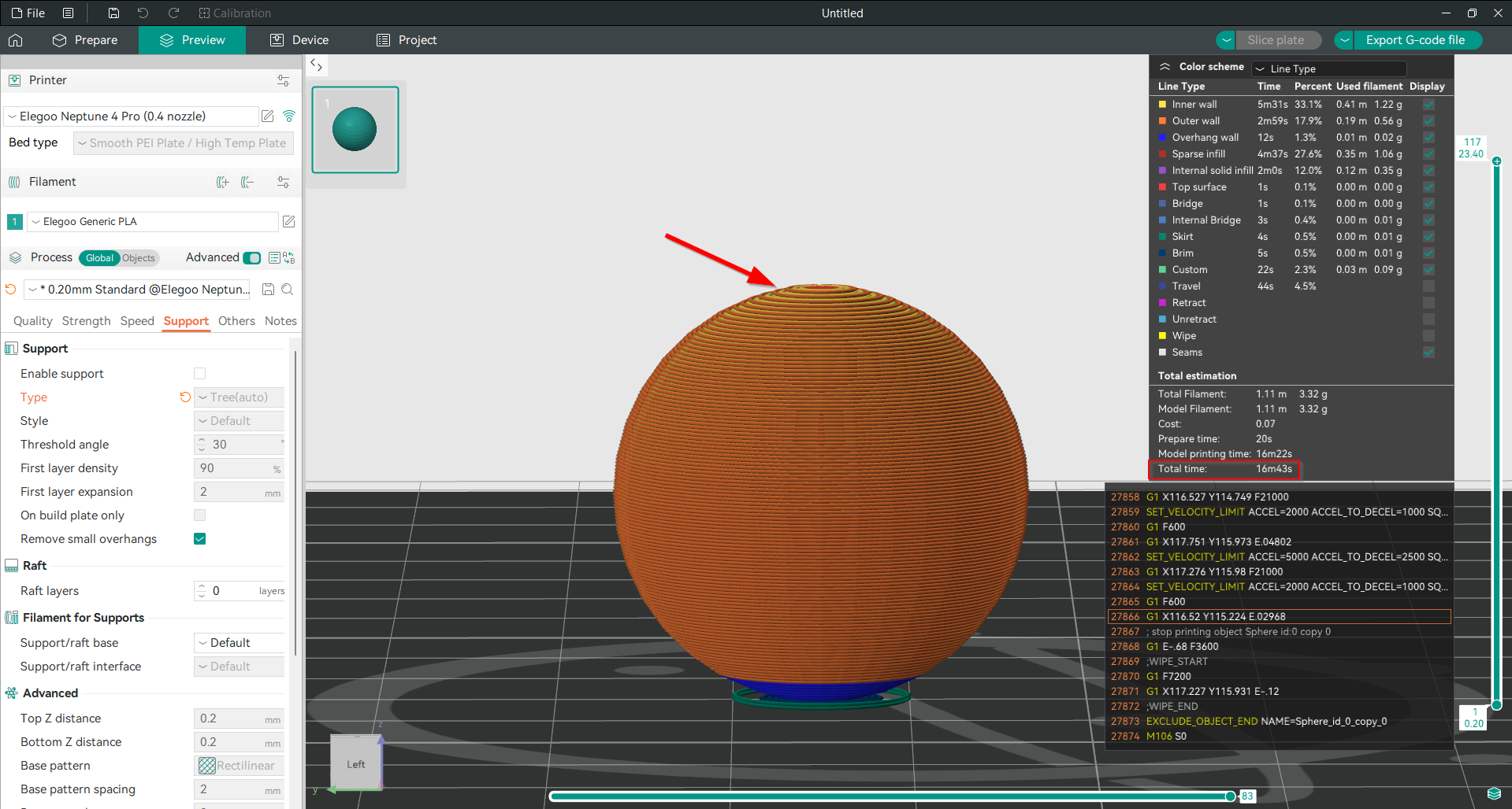 3D print with uniform layer height and visible stepping