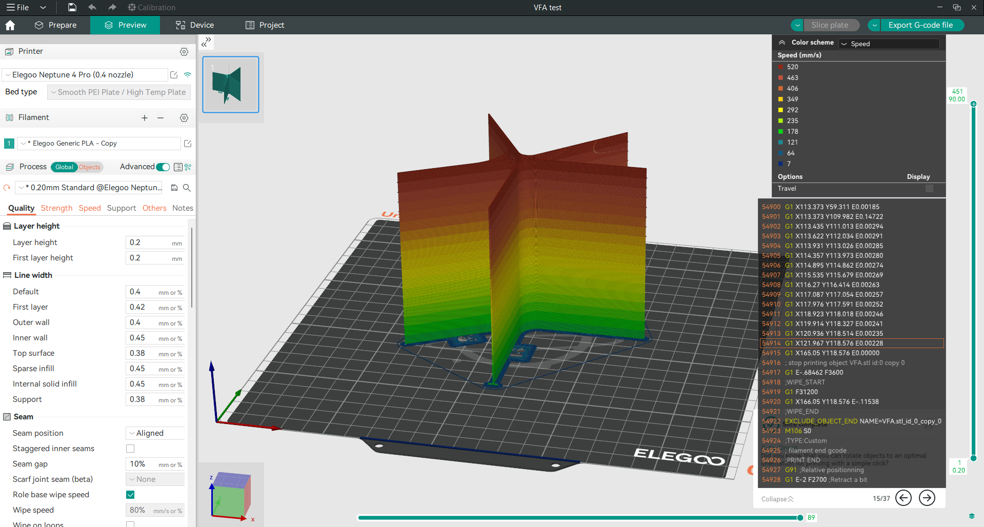 Vertical Fine Artifacts (VFA) Test (speed test) Orca Slicer