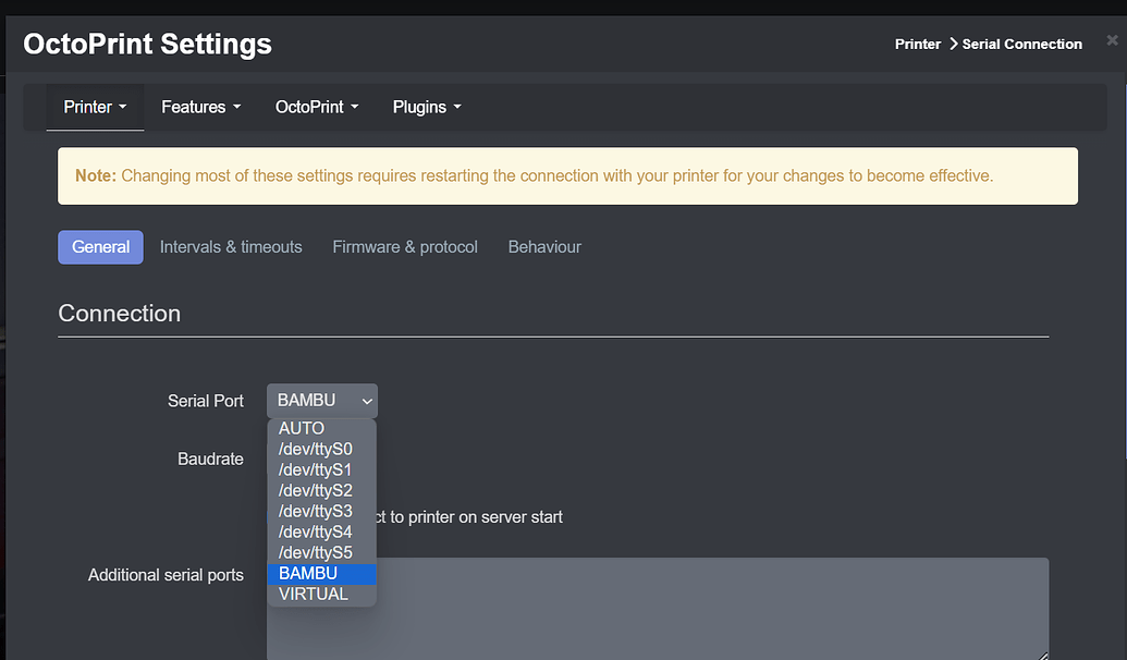 Printer Profile Settings in OctoPrint