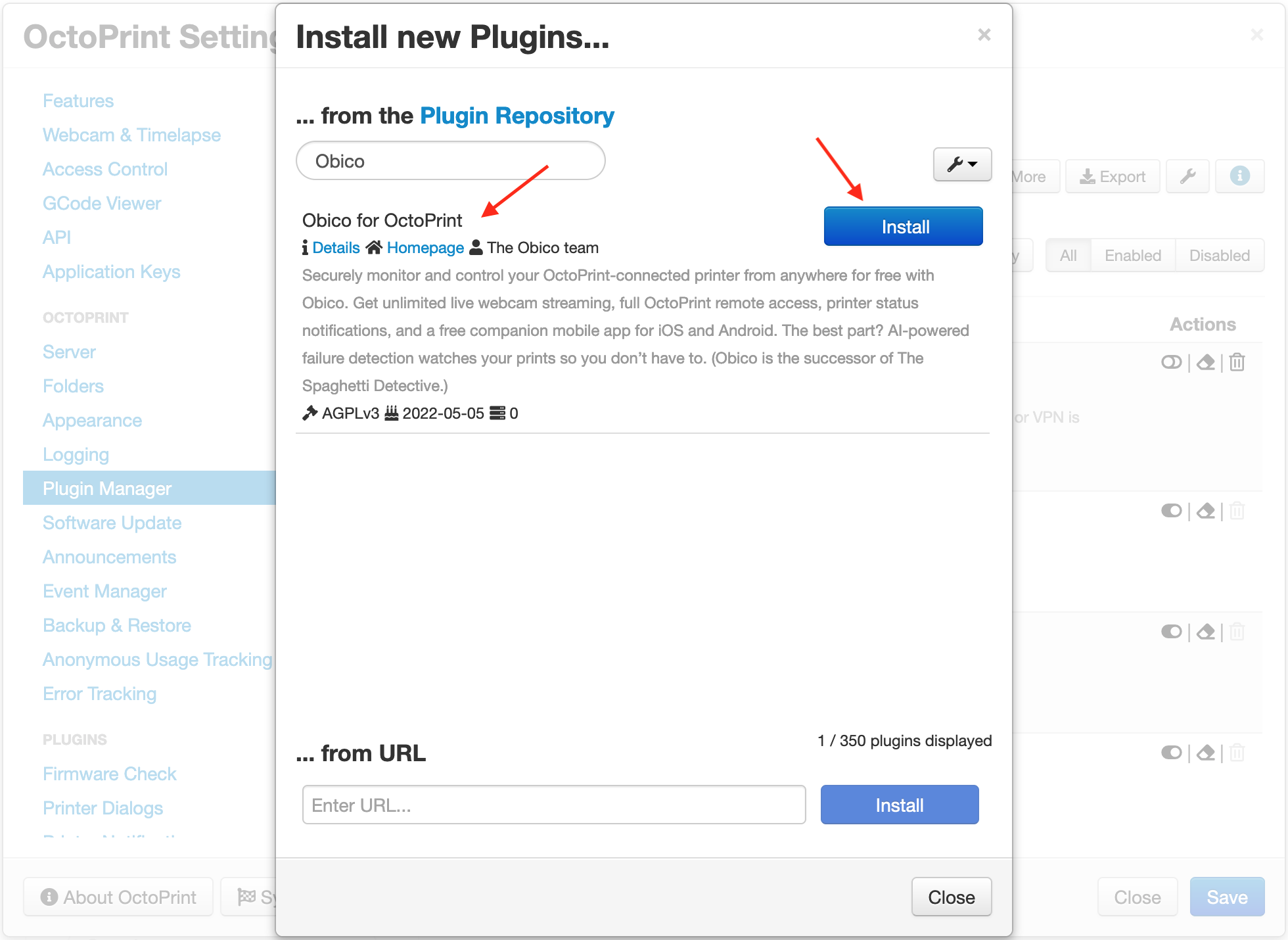 install-obico-octoprint-plugin